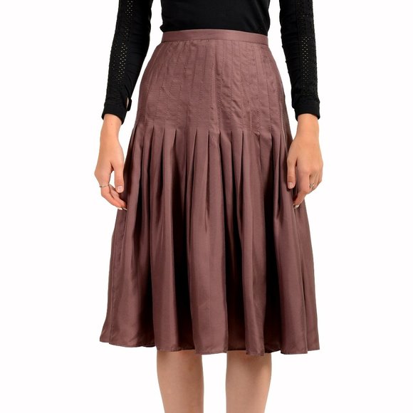Dsquared2 Women's Purple 100% Silk Pleated Skirt US S IT 40